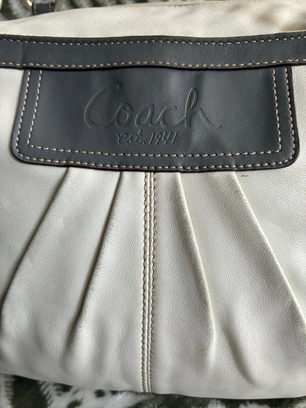 Coach Two-Tone Leather Shoulder Bag in Light Gray and white - Picture 10 of 16